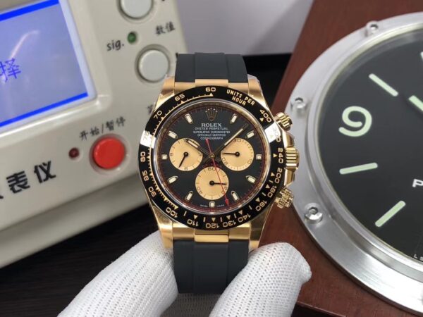 Clean Factory Rolex Daytona Yellow Gold Case Black Dial Dandong 4130 Movement with Original Rolex Box