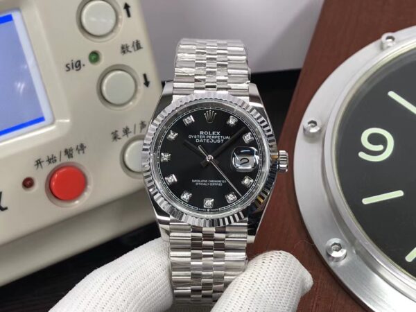 Clean Factory Rolex Datejust 36mm Black Diamond Dial SH3235 Movement with Original Rolex Box
