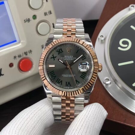EWF Rolex Datejust II 41mm Rose Gold Green Rome Markers 3235 Movement with Original Rolex Box
