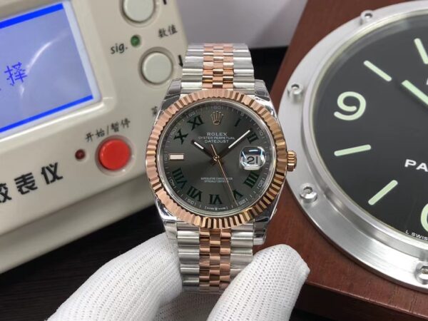 EWF Rolex Datejust II 41mm Rose Gold Green Rome Markers 3235 Movement with Original Rolex Box