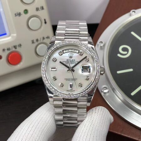 EWE Factory Rolex Day-Date 36mm MOP Dial Diamond Hour Markers with Original Rolex Box