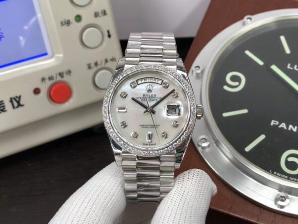 EWE Factory Rolex Day-Date 36mm MOP Dial Diamond Hour Markers with Original Rolex Box