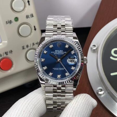 Clean Factory Rolex Datejust 36mm Blue Dial Diamond Markers SH3235 with Original Rolex Box