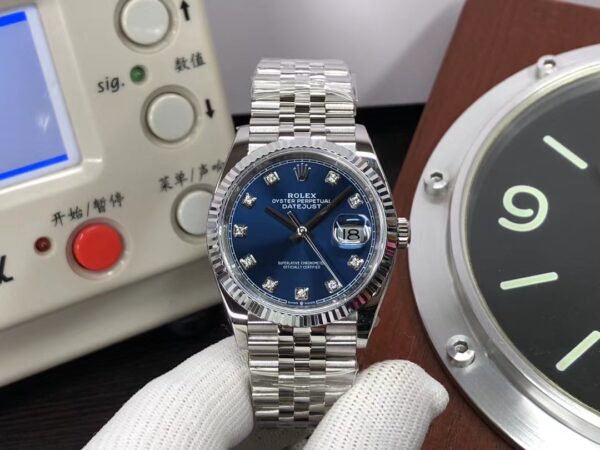 Clean Factory Rolex Datejust 36mm Blue Dial Diamond Markers SH3235 with Original Rolex Box