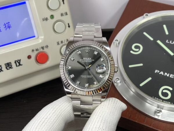 CF Rolex Datejust II 41mm m126334-0005 Grey Diamond Dial SH3235 with Original Rolex Box