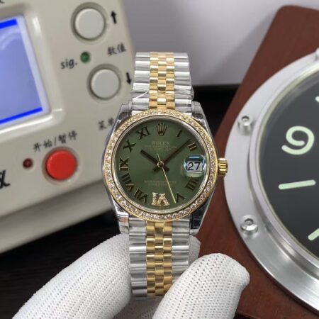 TWF Rolex Datejust 31mm m278383rbr-0016 Two Tone Green Dial with Original Rolex Box