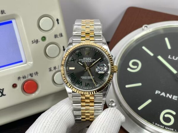 CF Rolex Datejust 36mm m126233-0035 Two Tone Green Rome Markers with Original Rolex Box