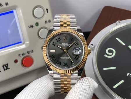 CF Rolex Datejust II 41mm m126333-0020 Two Tone Green Rome Markers with Original Rolex Box