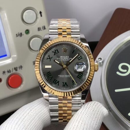 CF Rolex Datejust II 41mm m126333-0020 Two Tone Green Rome Markers with Original Rolex Box