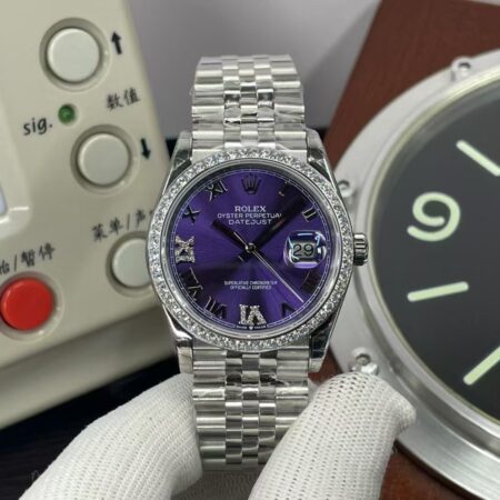 TWF Rolex Datejust 36mm m126284rbr-0013 Diamond Bezel Purple Dial with Original Rolex Box
