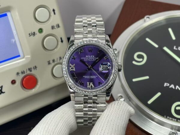 TWF Rolex Datejust 36mm m126284rbr-0013 Diamond Bezel Purple Dial with Original Rolex Box