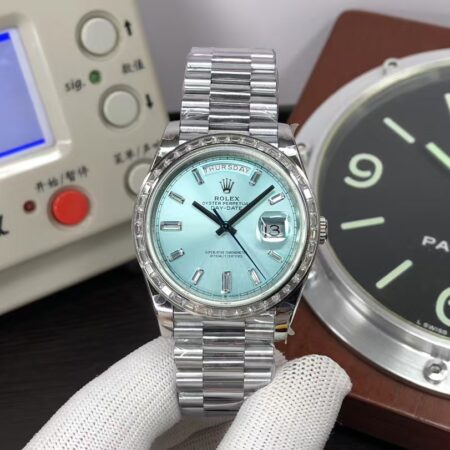 QF V5 Rolex Day-Date 40mm m228396tbr-0002 Diamond Bezel Ice Blue Dial with Original Rolex Box