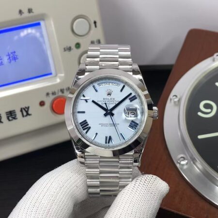 EWEF Rolex Day-Date 40mm m228396-0004 Smooth Bezel Light Blue Dial with Original Rolex Box
