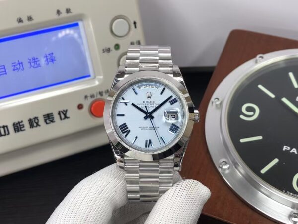 EWEF Rolex Day-Date 40mm m228396-0004 Smooth Bezel Light Blue Dial with Original Rolex Box