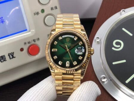 GMF Rolex Day-Date 36mm m128238-0069 Yellow Gold Green Diamond Dial with Original Rolex Box
