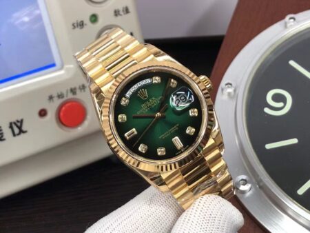 GMF Rolex Day-Date 36mm m128238-0069 Yellow Gold Green Diamond Dial with Original Rolex Box - Image 2