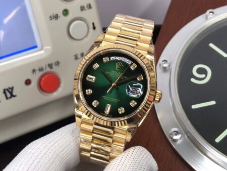 GMF Rolex Day-Date 36mm m128238-0069 Yellow Gold Green Diamond Dial with Original Rolex Box - Image 3