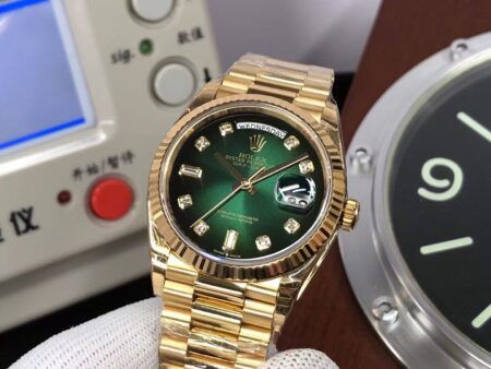 GMF Rolex Day-Date 36mm m128238-0069 Yellow Gold Green Diamond Dial with Original Rolex Box - Image 4