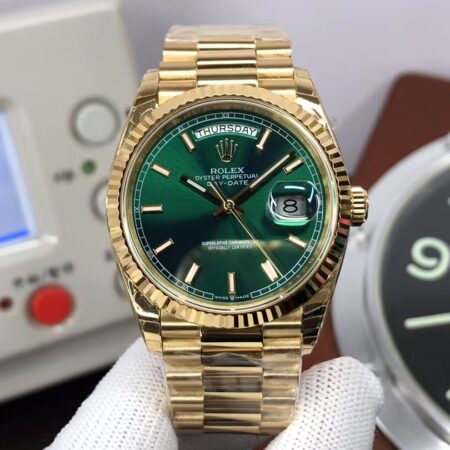 QF Gain Weight Rolex Day-Date 36mm 118238 Yellow Gold Green Dial with Original Rolex Box