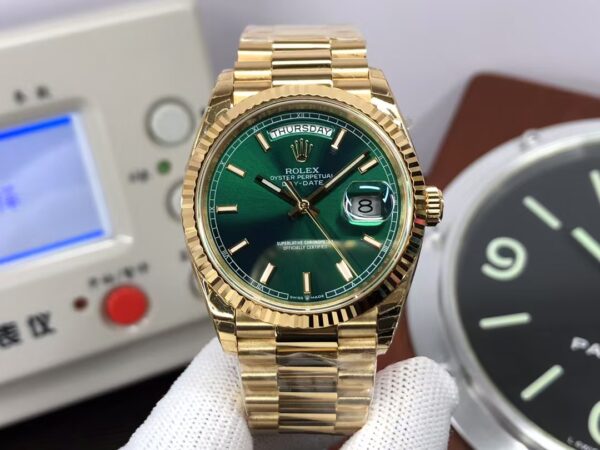 QF Gain Weight Rolex Day-Date 36mm 118238 Yellow Gold Green Dial with Original Rolex Box