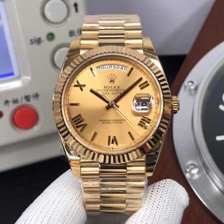 THBF Gain Weight Rolex Day-Date 40mm m228238-0006 Yellow Gold Case Golden Dial with Original Rolex Box