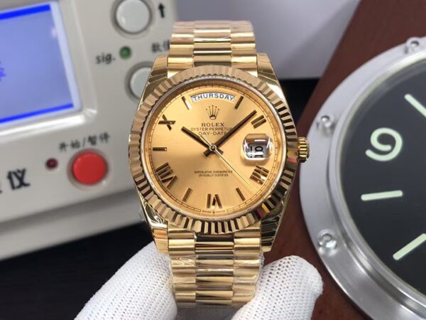 THBF Gain Weight Rolex Day-Date 40mm m228238-0006 Yellow Gold Case Golden Dial with Original Rolex Box