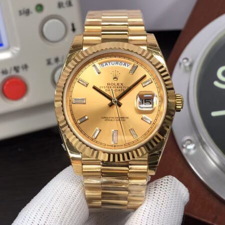 THB Gain Weight Rolex Day-Date 40mm m228238-0005 Yellow Gold Diamond Markers with Original Rolex Box