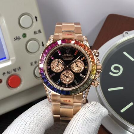N6F Rolex Daytona Rainbow 116595 Rose Gold Case Super Clone 4130 Movement with Original Rolex Box