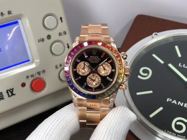 N6F Rolex Daytona Rainbow 116595 Rose Gold Case Super Clone 4130 Movement with Original Rolex Box