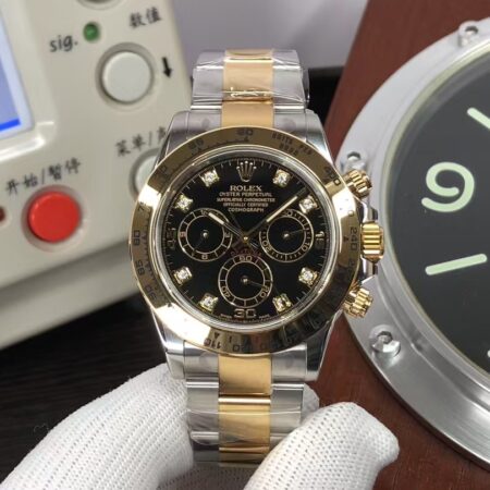 CF Rolex Daytona m116503-0008 Two Tone Black Diamond Dial Super Clone 4130 Movement with Original Rolex Box