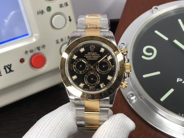 CF Rolex Daytona m116503-0008 Two Tone Black Diamond Dial Super Clone 4130 Movement with Original Rolex Box