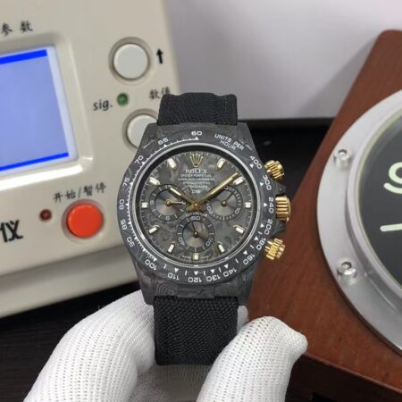 N6F Rolex DiW Daytona Forged Carbon Case Black Nylon Strap with Super Clone 4130 Movement