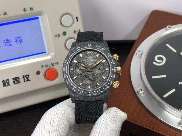 N6F Rolex DiW Daytona Forged Carbon Case Black Nylon Strap with Super Clone 4130 Movement