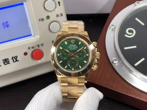 CF Rolex Daytona m116508-0013 Full Yellow Gold Green Dial with Super Clone 4130 Movement