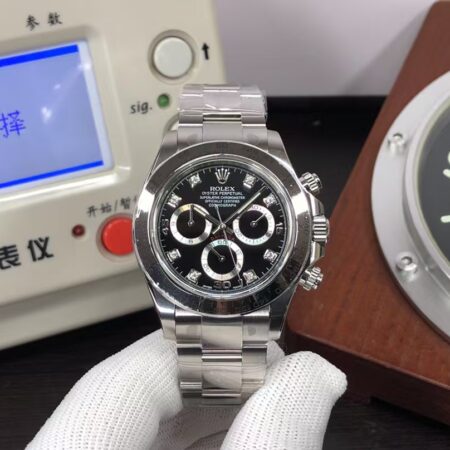 CF Rolex Daytona m116509-0055 904L Stainless Steel Case Black Dial Diamond Hour Markers with Super Clone 4130 Movement