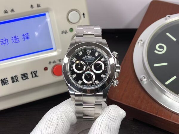 CF Rolex Daytona m116509-0055 904L Stainless Steel Case Black Dial Diamond Hour Markers with Super Clone 4130 Movement