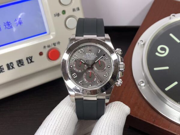 CF Rolex Daytona 116519-0104 904L Stainless Steel Case Grey Dial Black Rubber Strap with Super Clone 4130 Movement