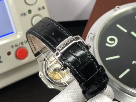 Patek Philippe Nautilus Moon Phase 5712 Blue Super Clone 240 Movement Black Leather Strap - Image 9