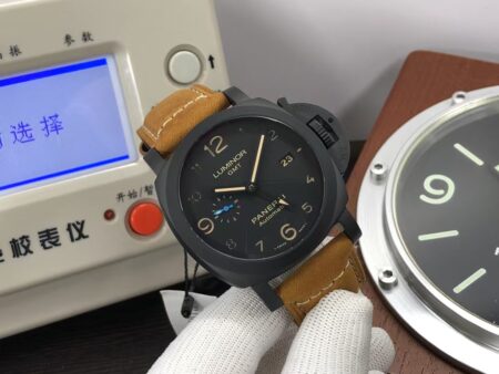 Panerai Luminor 3 Days GMT PAM 1441 Ceramic Case Black Dial Brown Leather Strap Super Clone P.9010 - Image 2