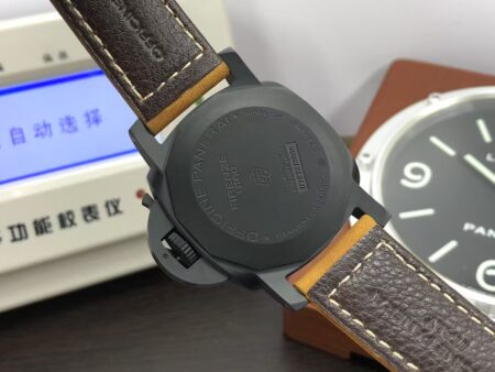 Panerai Luminor 3 Days GMT PAM 1441 Ceramic Case Black Dial Brown Leather Strap Super Clone P.9010 - Image 8
