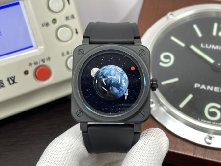 Bell Ross BR03 Astro Black Ceramic Case Blue Goldstone Dial with Clone BR-CAL.327 Movement