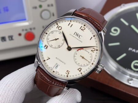 IWC Portuguese 7 Days Power Reserve IW500704 White Dial Brown Leather Strap Clone 52010 Movement - Image 3