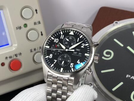 IWC Pilot Chrono IW377710 Stainless Steel Case Black Dial with Clone 79320 Movement - Image 4
