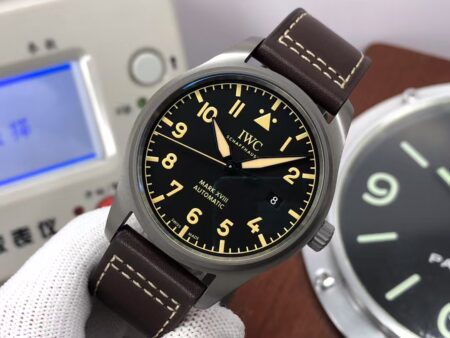 IWC Mark XVIII IW327006 Titanium Case Black Dial Brown Leather Strap - Image 3