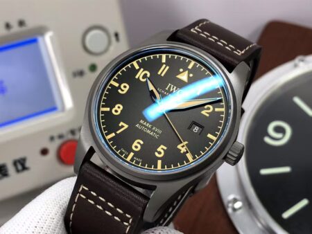 IWC Mark XVIII IW327006 Titanium Case Black Dial Brown Leather Strap - Image 5