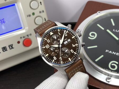 IWC Pilot Chrono IW377713 Brown Dial Brown Leather Strap Clone 79320 Movement - Image 2