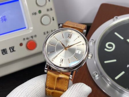 IWC Portofino IW458101 37mm Stainless Steel Case Silver Dial with Brown Leather Strap - Image 5