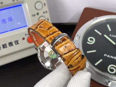 IWC Portofino IW458101 37mm Stainless Steel Case Silver Dial with Brown Leather Strap - Image 9