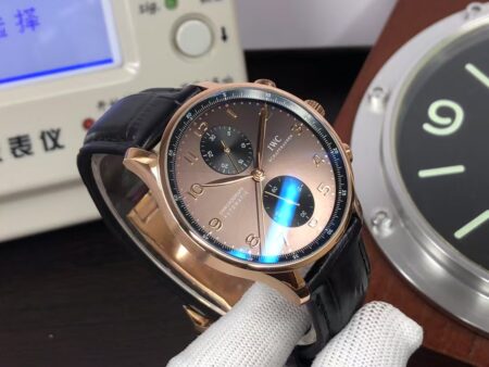 IWC Portuguese IW371482 Rose Gold Case Grey Dial Black Leather Strap with Clone 79350 Movement - Image 4