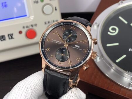 IWC Portuguese IW371482 Rose Gold Case Grey Dial Black Leather Strap with Clone 79350 Movement - Image 5